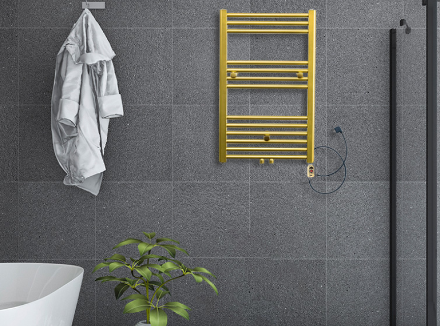 80x50 cm - Oppio On/ Off Mat Goud elektrische handdoekradiator