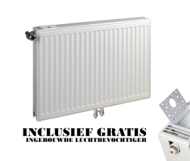 40x160 cm Type 22 - 2581 Watt - ECA Paneelradiator Compact 8 geribbelde voorzijde - Wit (Ral 9016)