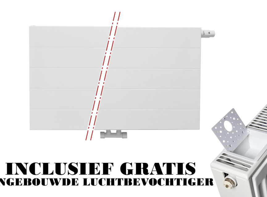 60x180 cm Type 22 - 3941 Watt - ECA Paneelradiator Compact 8 gegroefde voorzijde - Wit (Ral 9016)