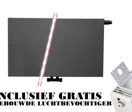 90x60 cm Type 22 - 1760 Watt - ECA Paneelradiator Compact 8 vlakke voorzijde - Mat Zwart (Ral 9005)