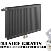 50x120 cm Type 22 - 2239 Watt - ECA Paneelradiator Compact 8 geribbelde voorzijde - Mat Zwart (Ral 9005)