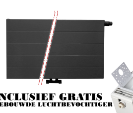 90x40 cm Type 22 - 1247 Watt - ECA Paneelradiator Compact 8 gegroefde voorzijde - Mat Zwart (Ral 9005)