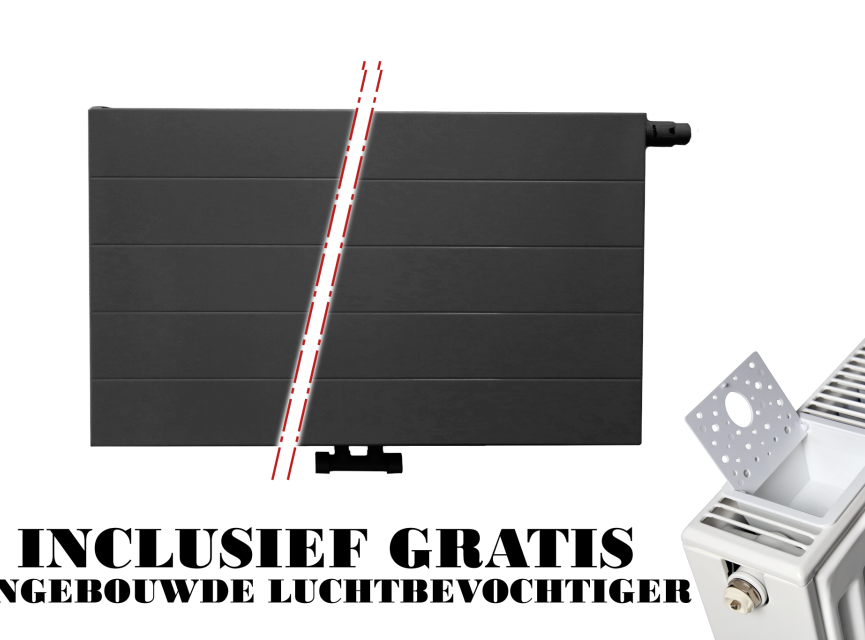 90x40 cm Type 22 - 1247 Watt - ECA Paneelradiator Compact 8 gegroefde voorzijde - Mat Zwart (Ral 9005)
