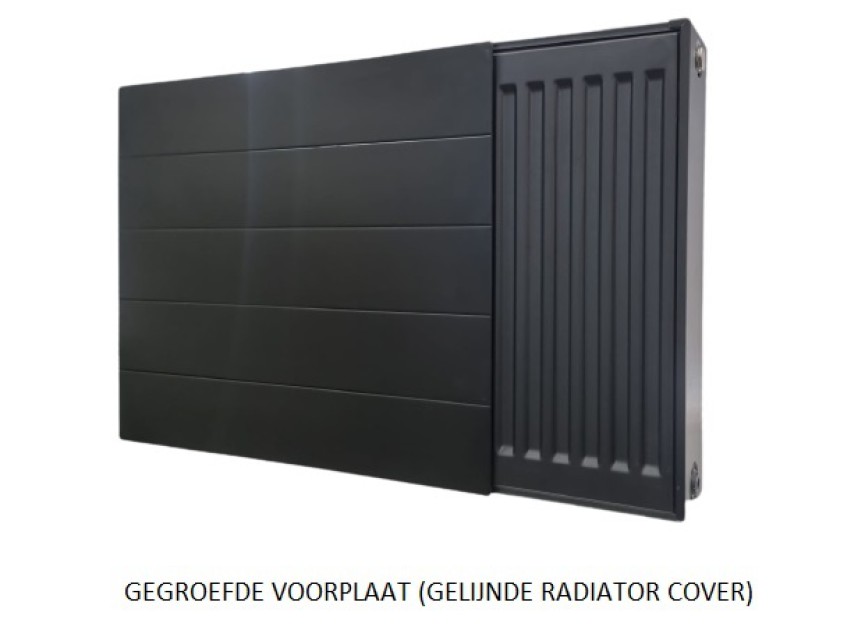 90x80 cm - Radiator Cover Lined (Gegroefde voorplaat) - Zwart (RAL 9005)