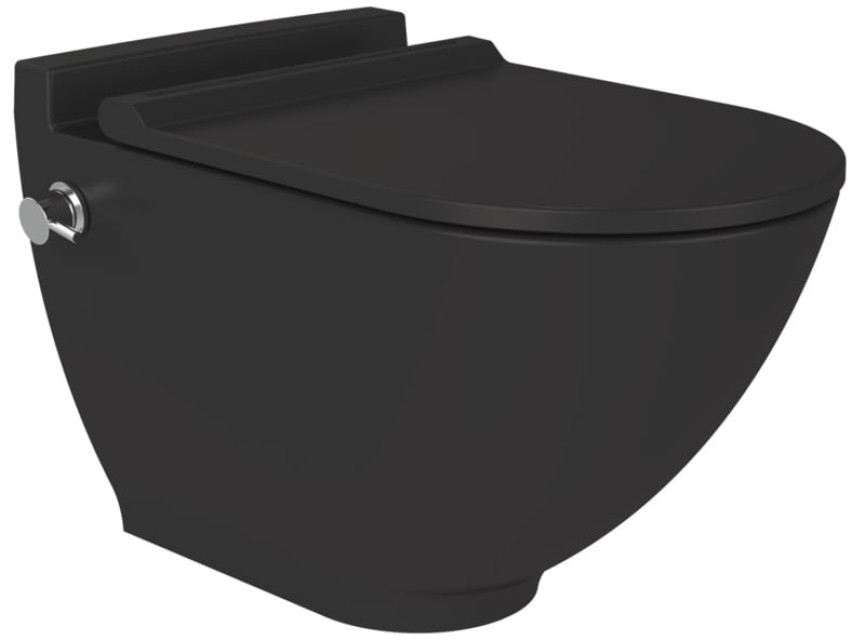 Oppio Roka Randloos Douche-WC – Mat Zwart – Inclusief Softclose Bril