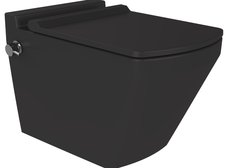 Oppio Square Randloos Douche-WC – Mat Zwart – Inclusief Softclose Bril