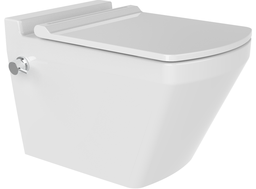 Oppio Square Randloos Douche-WC in Glans Wit – Inclusief Softclose Bril