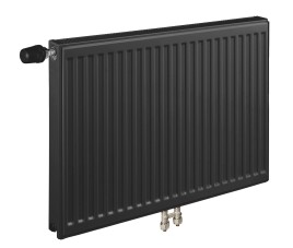 50x80 cm Type 11 - 807 Watt - ECA Paneelradiator Compact 8 geribbelde voorzijde - Mat Zwart (Ral 9005)