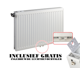 50x140 cm Type 22 - 2612 Watt - ECA Paneelradiator Compact 8 geribbelde voorzijde - Wit (Ral 9016)