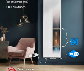 200x60 cm Type 22 - 3739 Watt - Duo Hybride Verticale radiator met Wifi functie - gegroefde voorzijde - Wit (Ral 9016)