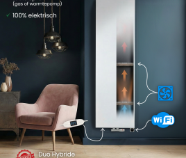 200x60 cm Type 22 - 3739 Watt - Duo Hybride Verticale radiator met Wifi functie - vlakke voorzijde - Wit (Ral 9016)