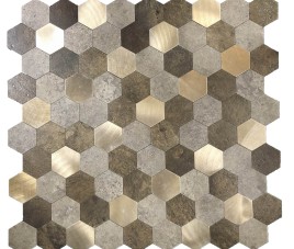 Oppio XL Bruin-Koper MIX HEXAGON - Zelfklevend Mozaiek 288x280x4mm