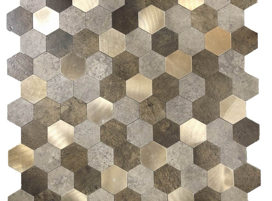 Oppio XL Bruin-Koper MIX HEXAGON - Zelfklevend Mozaiek 288x280x4mm