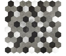 Oppio XL Grijs-Zwart MIX HEXAGON - Zelfklevend Mozaiek 288x280x4mm