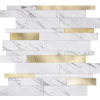 Oppio Wit Marmerlook met GOUDEN ALU Wildverband - Zelfklevend Mozaiek 303x298x4mm
