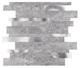 Oppio Grijs-Zilver Natuursteen ALU Wildverband - Zelfklevend Mozaiek 303x298x4mm
