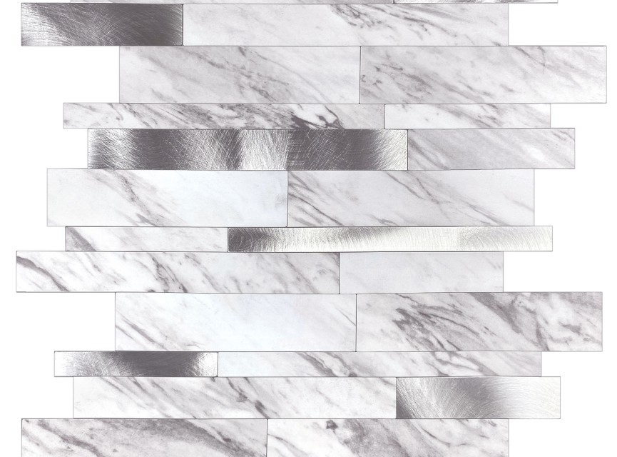 Wit marmerlook Natuursteen ALU Wildverband - Zelfklevend Mozaiek 303x298x4mm