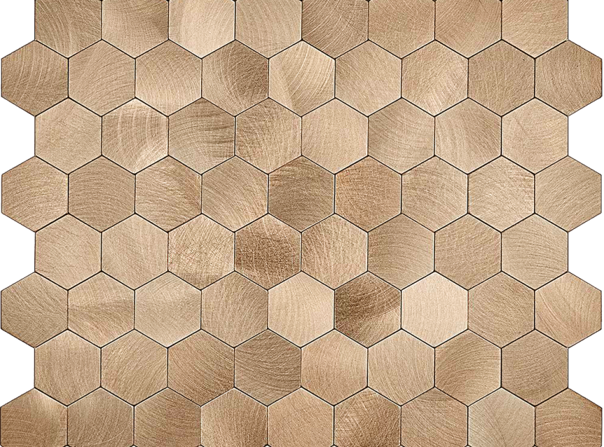 Oppio XL Geborsteld Brons HEXAGON - Zelfklevend Mozaiek 291x286x4mm