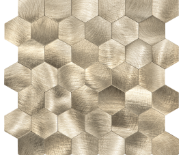 Oppio XL Geborsteld Goud HEXAGON - Zelfklevend Mozaiek 290x288mm