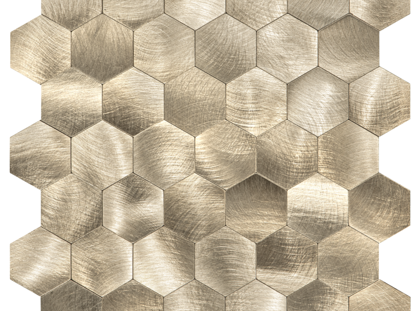 Oppio XL Geborsteld Goud HEXAGON - Zelfklevend Mozaiek 290x288mm