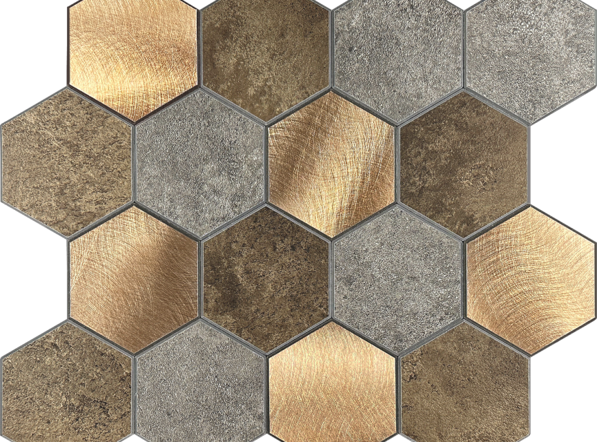 Oppio Koper XL Taupe Grijs HEXAGON - Zelfklevend Mozaiek 29.2x25.4x4mm