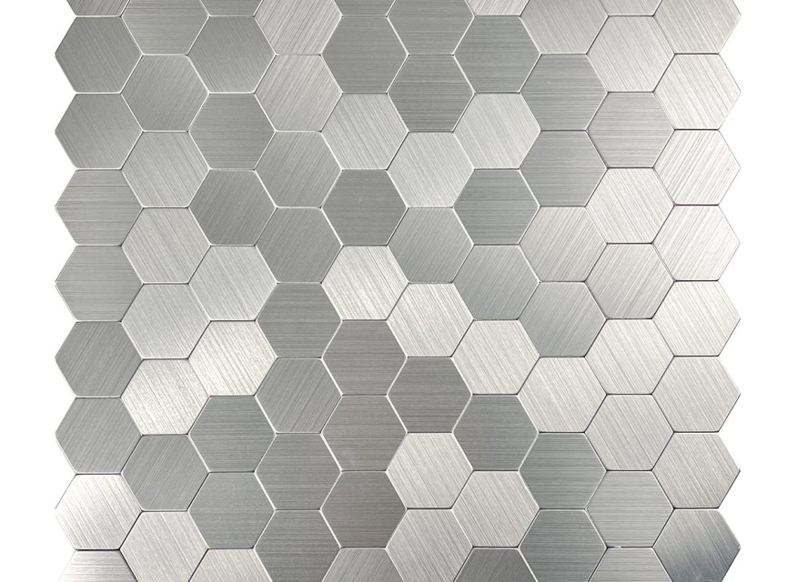 Oppio Geborsteld Zilver HEXAGON - Zelfklevend Mozaiek 291x286x4mm