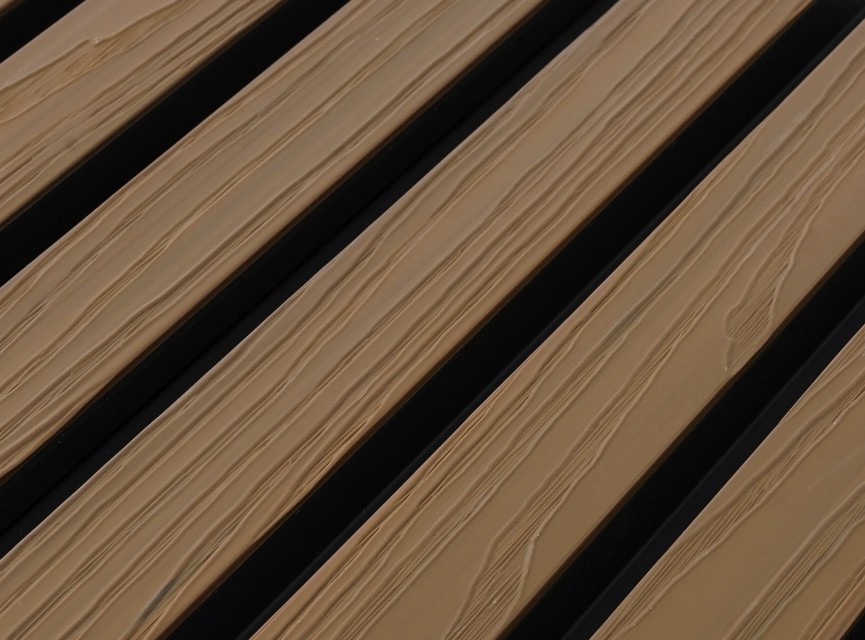 €28 Per Stuk - TEAK - Zwarte strepen - Gevelbekleding – Composiet | 290 x 22 cm | Gevel | Tuin | 3D Houtnerf