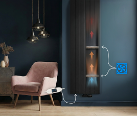 160x40 cm Type 22 - 2093 Watt - ECA Hybride Verticale radiator gegroefde voorzijde - Mat Zwart (Ral 9005)