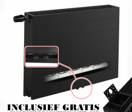 40x60 cm Type 22 - 1076 Watt - ECA Hybride 8+ Gegroefde Paneelradiator met ingebouwde boosters - Zwart