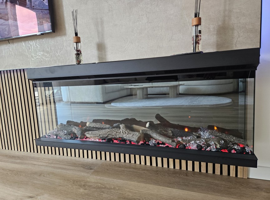 Amsterdam elektrische 3-zijdige haard 220 cm – LED Smart & Verwarming
