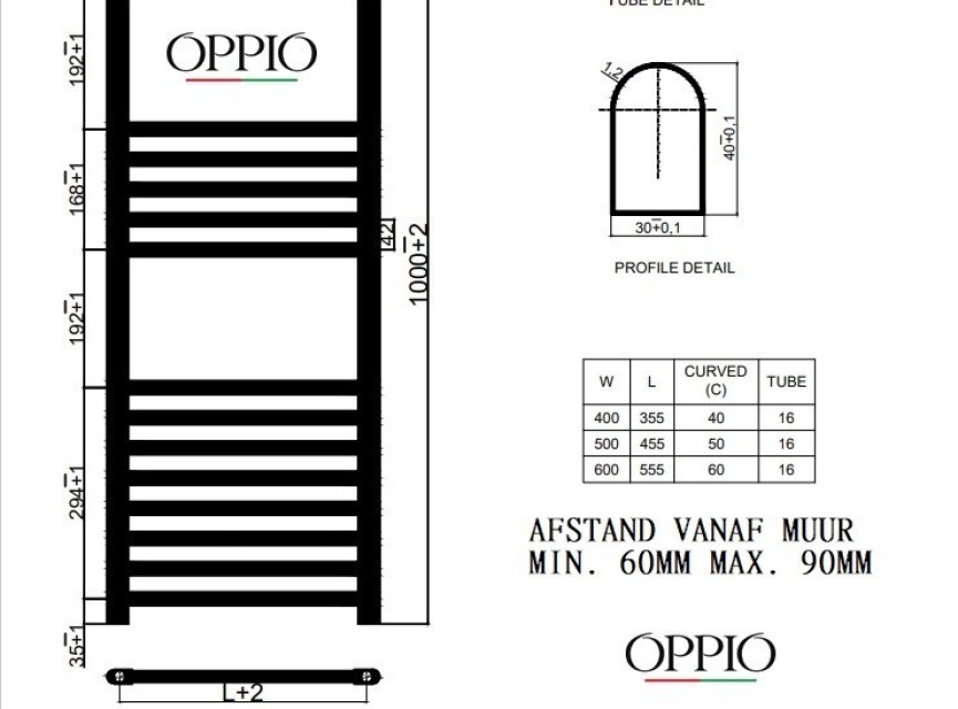100x50 cm - Oppio ECO Digital Antraciet elektrische handdoekradiator