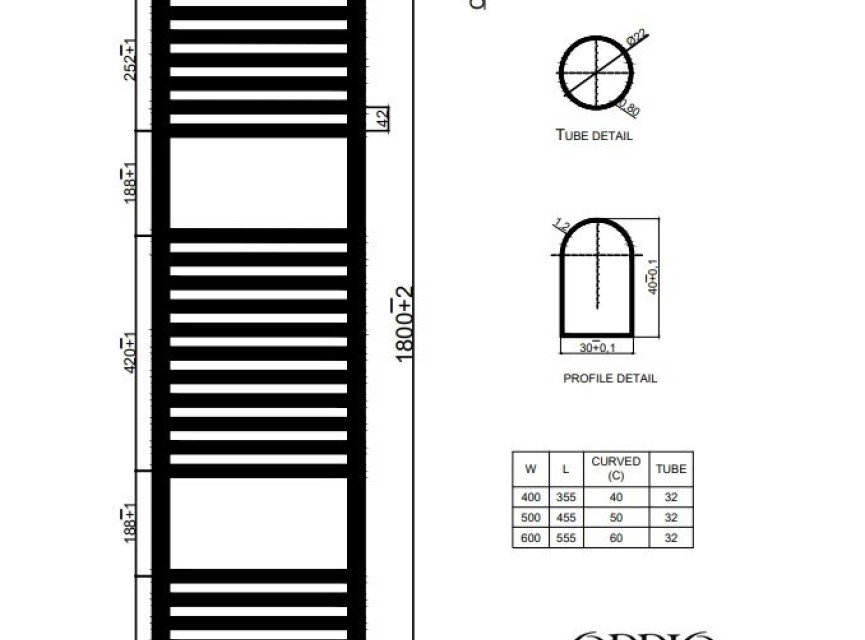 180x60 cm - 1214 Watt - Oppio handdoekradiator - Antraciet