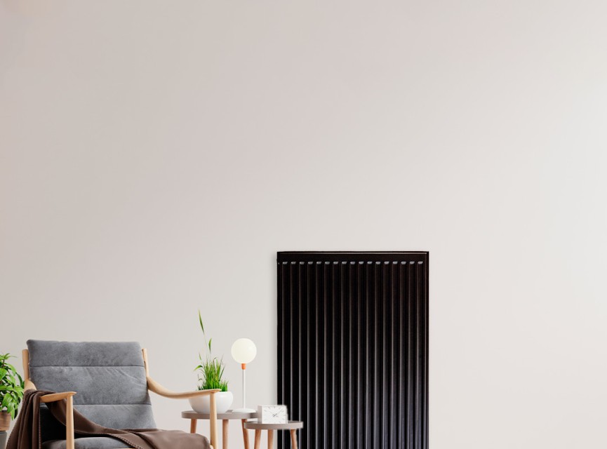 90x120 cm Type 22 - 3521 Watt - ECA Paneelradiator Compact 8 geribbelde voorzijde - Mat Zwart (Ral 9005)