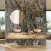 Oppio €67 PER PANEEL - PVC Wandpaneel Milos Bruin Hoogglans - 120x280x0,3 cm