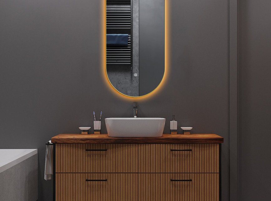 ELLIPS - 40x75 CM ( GOUD ) Toilet / Badkamerspiegel met verlichting