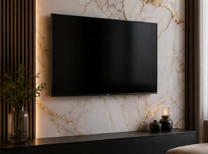 Oppio €67 PER PANEEL - 120x280x0,3 cm - PVC Wandpaneel Fantasy Gold - Hoogglans