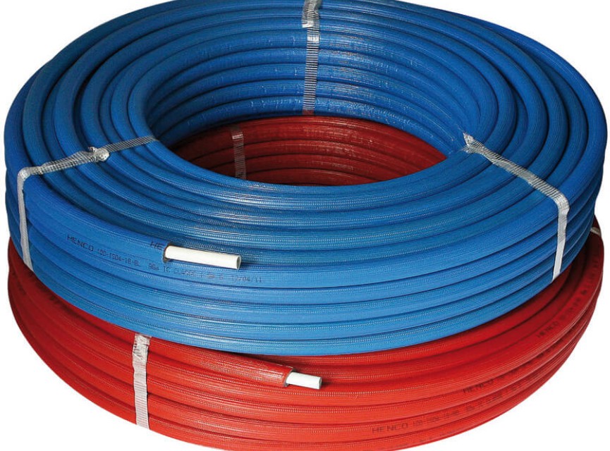 Gekoppelde iso- meerlagenbuis 16x2 mm 50 mtr (rood/blauw)