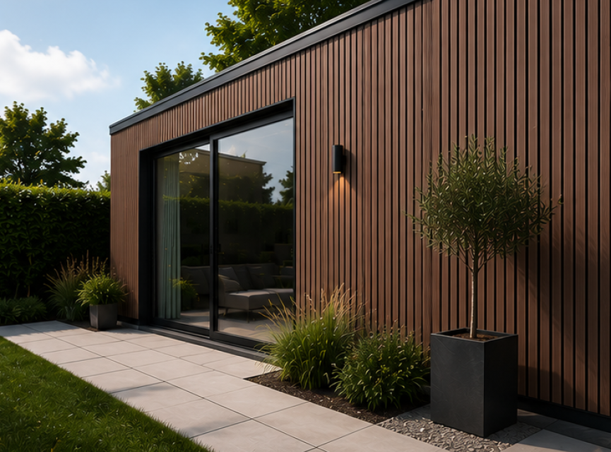 €28 Per Stuk - MAHONIE - Zwarte strepen - Gevelbekleding – Composiet | 290 x 22 cm | Gevel | Tuin