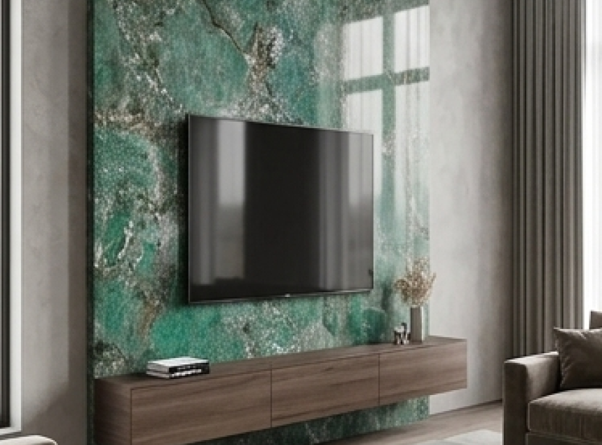 Oppio €69 PER PANEEL - 120x280x0,3 cm - PVC Wandpaneel ONYX Green - Hoogglans