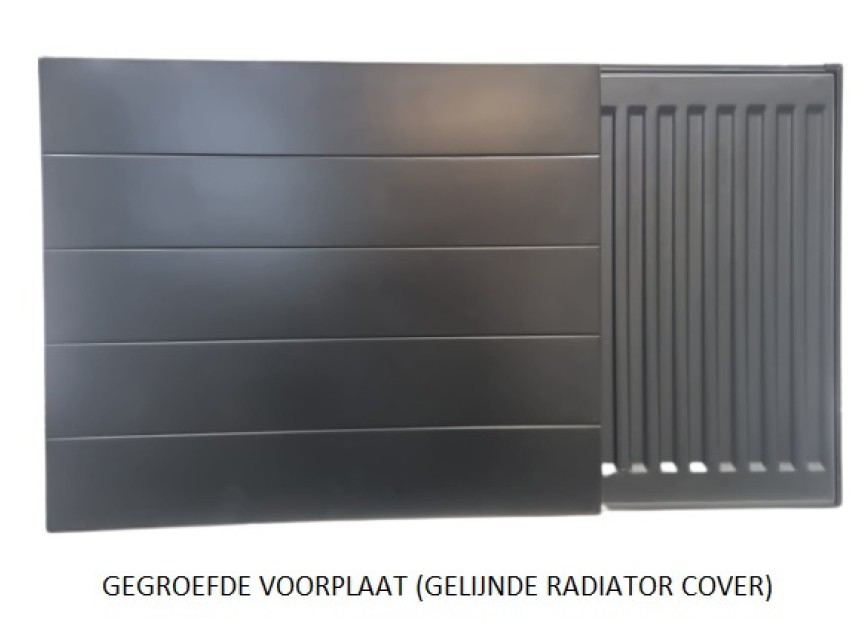 90x80 cm - Radiator Cover Lined (Gegroefde voorplaat) - Zwart (RAL 9005)