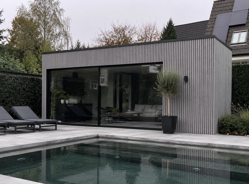 €28 Per Stuk - SILVER GREY - Zwarte strepen - Gevelbekleding – Composiet | 290 x 22 cm | Gevel | Tuin