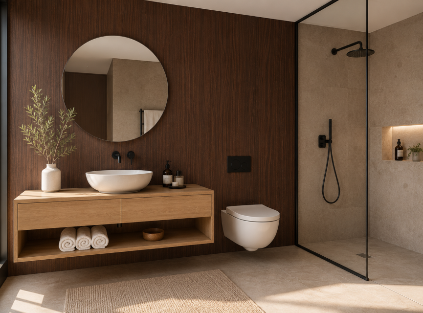 Oppio 120x280x0.8 cm - Houten Wandpaneel SMOKED AMBER - MES EN GROEF