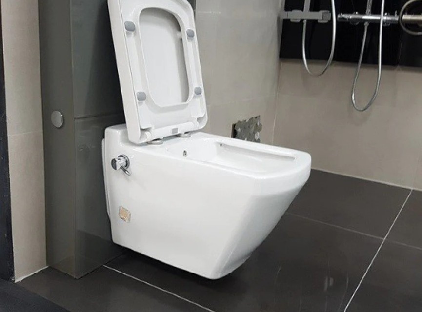 Oppio Square Randloos Douche-WC in Glans Wit – Inclusief Softclose Bril