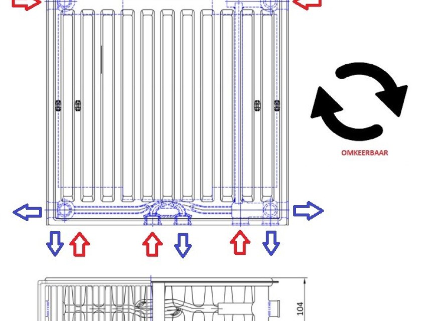 60x80 cm Type 22 - 1751 Watt - ECA Paneelradiator Compact 8 gegroefde voorzijde - Wit (Ral 9016)