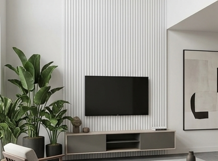 €37 PER PANEEL - 260x60 cm Wit Akoestische wand panelen lattenwand met Witte Vilt