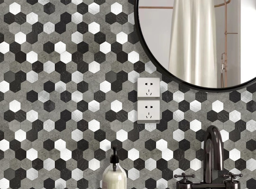 Oppio XL Grijs-Zwart MIX HEXAGON - Zelfklevend Mozaiek 288x280x4mm