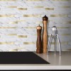 Oppio Wit Marmerlook met GOUDEN ALU Wildverband - Zelfklevend Mozaiek 303x298x4mm