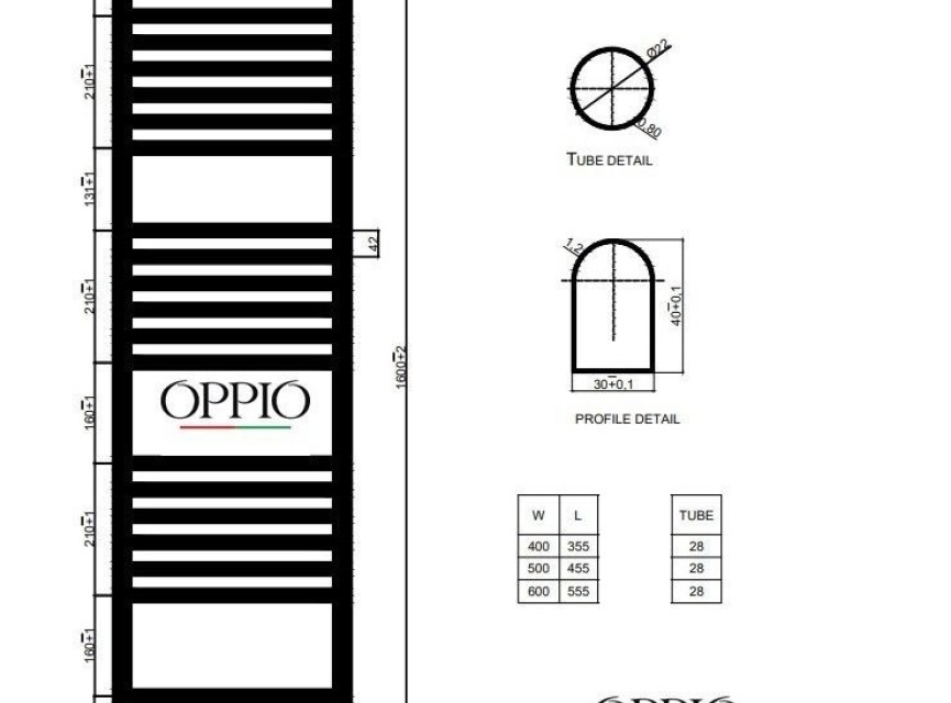 160x50 cm - Oppio Smart Digital Wit (Ral 9016) elektrische handdoekradiator
