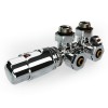 Universele Chrome radiator-aansluitset (midden-onder-haaks) onderblokset
