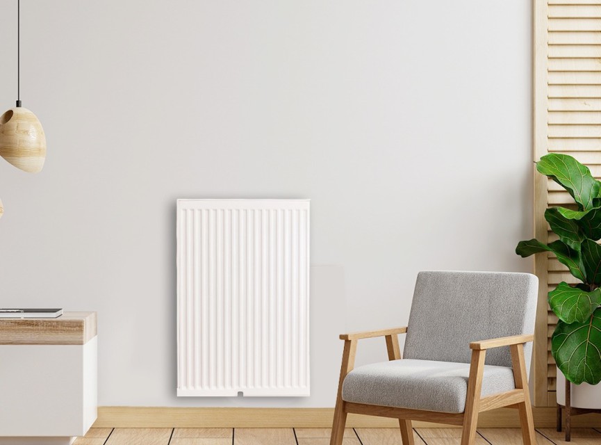 90x60 cm Type 22 - 1760 Watt - ECA Paneelradiator Compact 8 geribbelde voorzijde - Wit (Ral 9016)